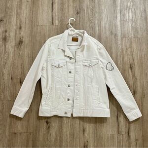 White Denim Jacket with Heart Patch